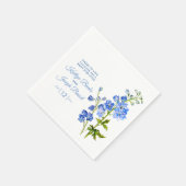 Delphinium Blume Blauen Wasserfarben Hochzeit Serviette (Ecke)