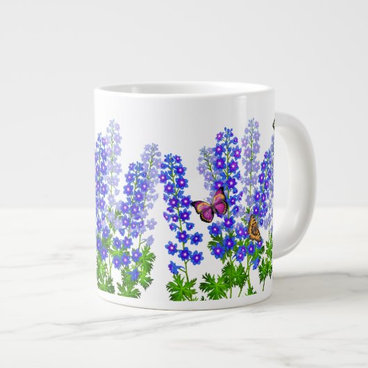 Delphinium Butterfly Garden Jumbo Mug Jumbo-Tasse (Vorderseite Rechts)