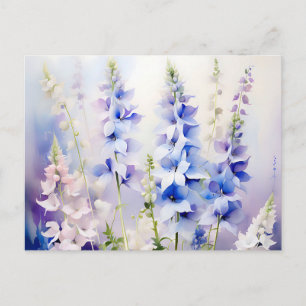 Delphinium floral mit Watercolor Washing Postkarte