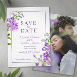 Delphinium floral save the date purple photo<br><div class="desc">Announce your special day with this elegant delphinium floral save the date card featuring my original hand-painted watercolor artwork. Tall purple delphinium flower spikes create a beautiful botanical design perfect for romantic garden weddings and summer celebrations. This floral save the date is ideal for botanical weddings, garden ceremonies, and nature-inspired...</div>