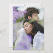 Delphinium floral save the date purple photo (Rückseite)