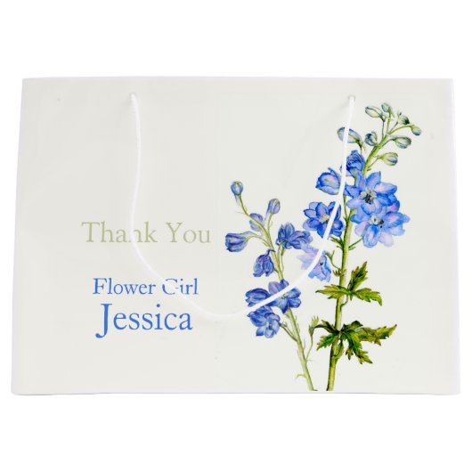Delphinium Hochzeit blaue Blume Mädchen Gefallen G Große Geschenktüte (Vorderseite)