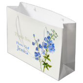 Delphinium Hochzeit blaue Blume Mädchen Gefallen G Große Geschenktüte (Rückseite Schrägansicht)