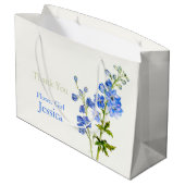 Delphinium Hochzeit blaue Blume Mädchen Gefallen G Große Geschenktüte (Rückseite Schrägansicht)