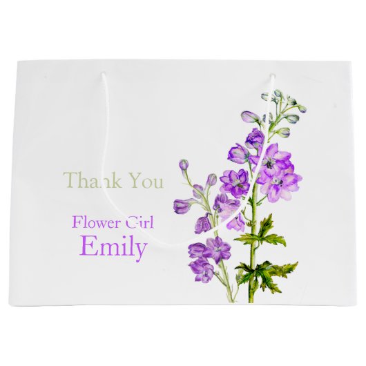Delphinium Hochzeit Blume Mädchen Gefallen Geschen Große Geschenktüte (Vorderseite)