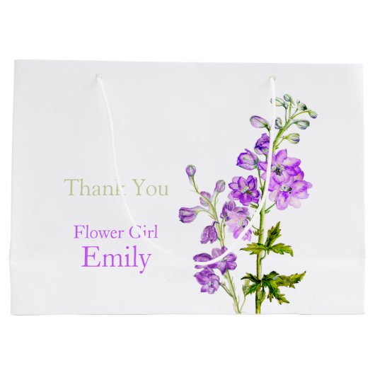Delphinium Hochzeit Blume Mädchen Gefallen Geschen Große Geschenktüte (Rückseite)