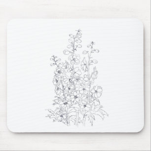 Delphinium-Larkspur-Blume zeichnend Mousepad