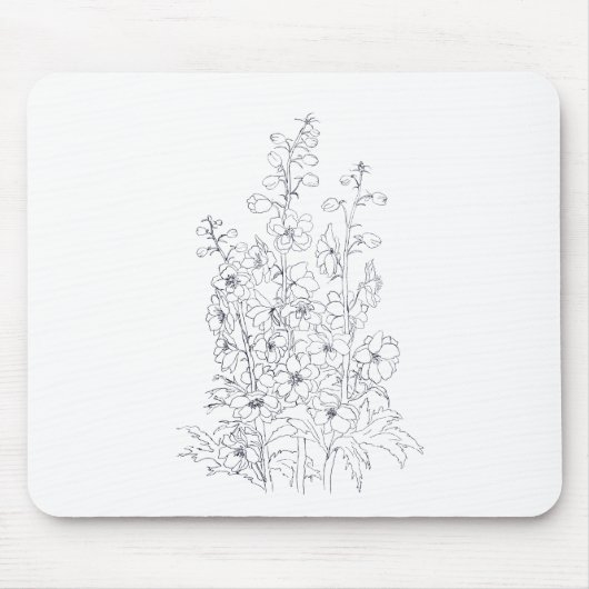 Delphinium-Larkspur-Blume zeichnend Mousepad (Vorne)