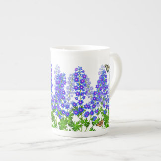 Delphinium Larkspur Schmetterlings-Garten-Tasse Porzellantasse