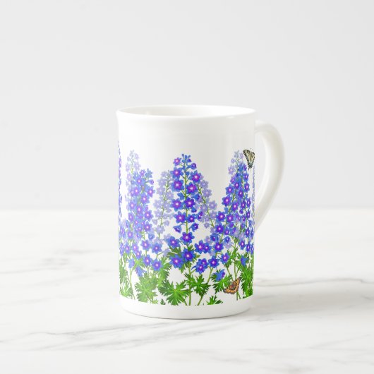 Delphinium Larkspur Schmetterlings-Garten-Tasse Porzellantasse (Vorderseite Rechts)