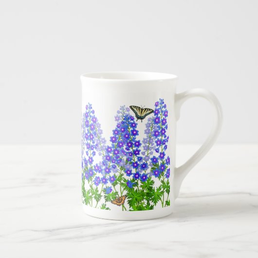 Delphinium Larkspur Schmetterlings-Garten-Tasse Porzellantasse (Rechts)