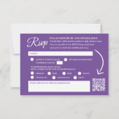 Delphinium lila Aquarellhochzeit QR-Code RSVP Karte (Rückseite)