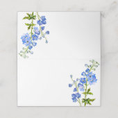 Delphinium malte blaue Hochzeitsgast-Platzkarten Platzkarte (Außenseite Aufgefaltet)