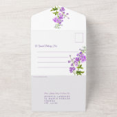 Delphinium violette Blumen Aquarellhochzeit All In One Einladung (Außenbereich)