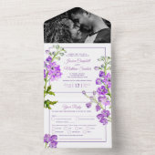 Delphinium violette Blumen Aquarellhochzeit All In One Einladung (Innen Boden)