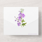Delphinium violette Blumen Aquarellhochzeit All In One Einladung (Rückseite)