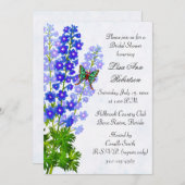 Delphiniums-BlumenBrautparty-Einladung Einladung (Vorne/Hinten)