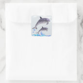Delphinliebe Quadratischer Aufkleber (Tasche)