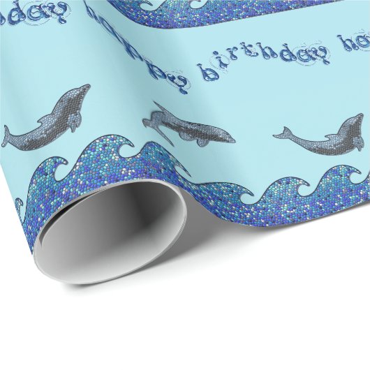 Delphinmosaik Geschenkpapier (Rolleneckpunkt)