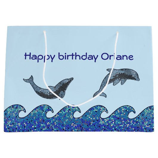 Delphinmosaik Große Geschenktüte (Vorderseite)