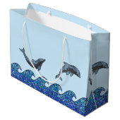 Delphinmosaik Große Geschenktüte (Rückseite Schrägansicht)