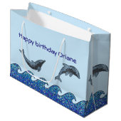 Delphinmosaik Große Geschenktüte (Vorderseite Schrägansicht)