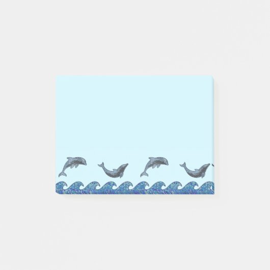 Delphinmosaik Post-it Klebezettel (Vorderseite)