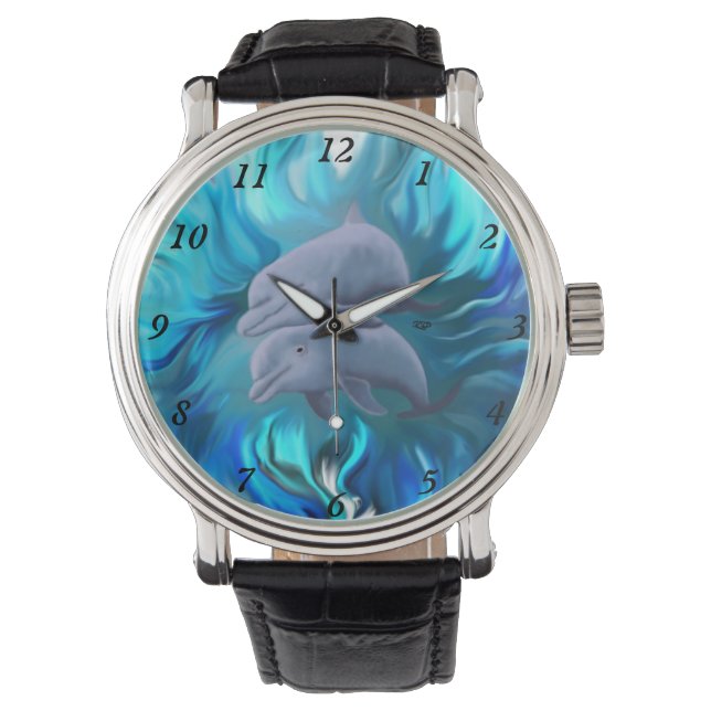 Delphinpaare Armbanduhr (Vorderseite)
