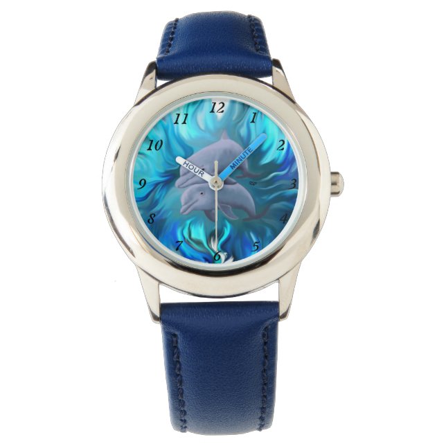 Delphinpaare Armbanduhr (Vorderseite)