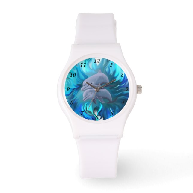 Delphinpaare Armbanduhr (Vorderseite)