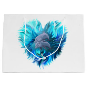 Delphinpaare , Dolphin Heart Große Geschenktüte