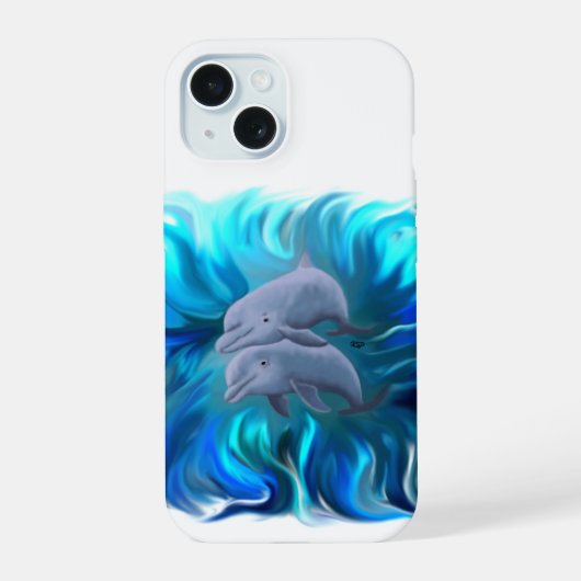 Delphinpaare iPhone 15 Hülle (Rückseite)