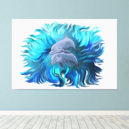 Delphinpaare Leinwanddruck (Insitu (Holzboden))