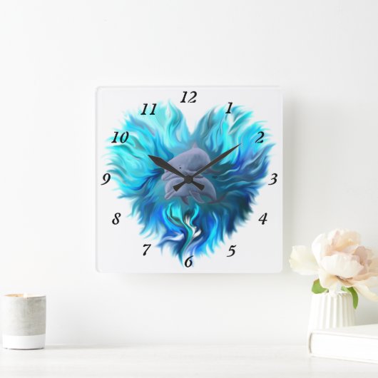 Delphinpaare Quadratische Wanduhr (Zuhause)
