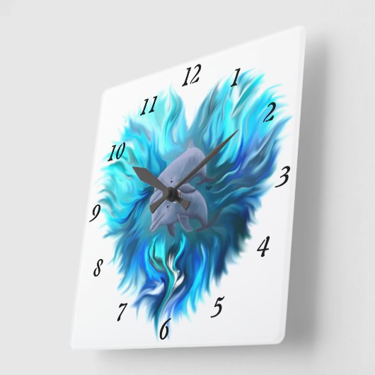 Delphinpaare Quadratische Wanduhr (Winkel)