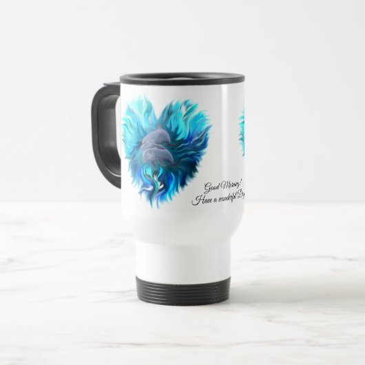 Delphinpaare Reisebecher (Vorderseite Links)