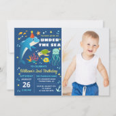 Delphinschildkröte unter dem Meeresjunge Geburtsta Einladung (Vorderseite)