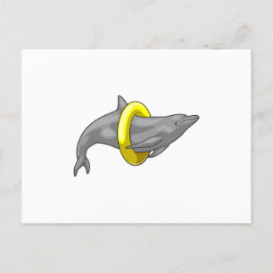 Delphinschwimmen-Rettungsring Postkarte