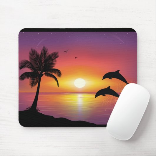 Delphinsonnenuntergang-Mausunterlage Mousepad (Mit Mouse)