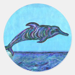 Delphinsprung Runder Aufkleber