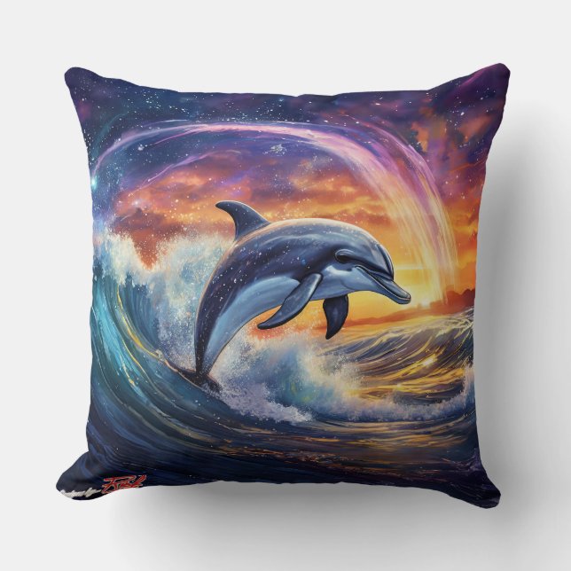 Delphinsurfs Galaxy Throw Kissen (Vorderseite)