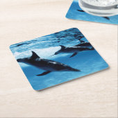 Delphintrio Rechteckiger Pappuntersetzer (angewinkelt)