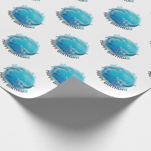 Delphinwelt zum Geburtstag Geschenkpapier (Ecke)