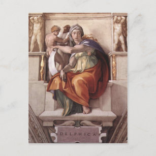 Delphische Sibyl - Fresco Sixine Kapelle Postkarte
