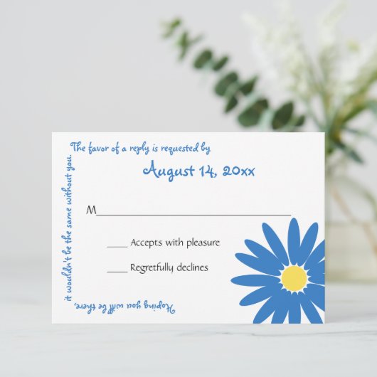 Delquise Message Text Response Card RSVP Karte (Stehend Vorderseite)