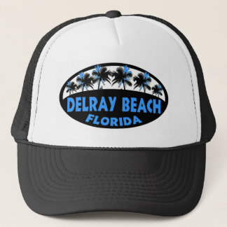 Delray Beach Florida blaue schwarze Palmen Truckerkappe