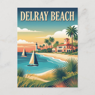 Delray Beach Florida Küstenstadt Vintage Poster Postkarte