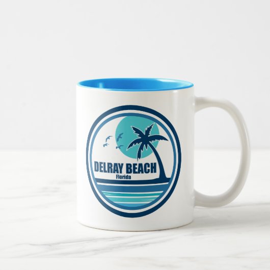 Delray Beach Florida Palm Tree Birds Zweifarbige Tasse (Rechts)