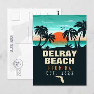 Delray Beach Florida Retro-Sonnenuntergang-Souveni Postkarte