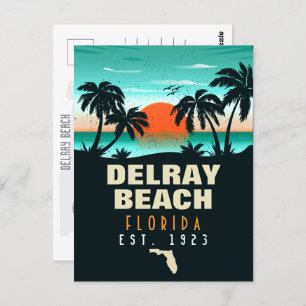 Delray Beach Florida Retro Sunset Souvenirs 60er Postkarte